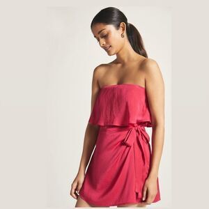 💗 If by the Sea 💗 by Anthropologie Strapless Romper Pink Silk size S small